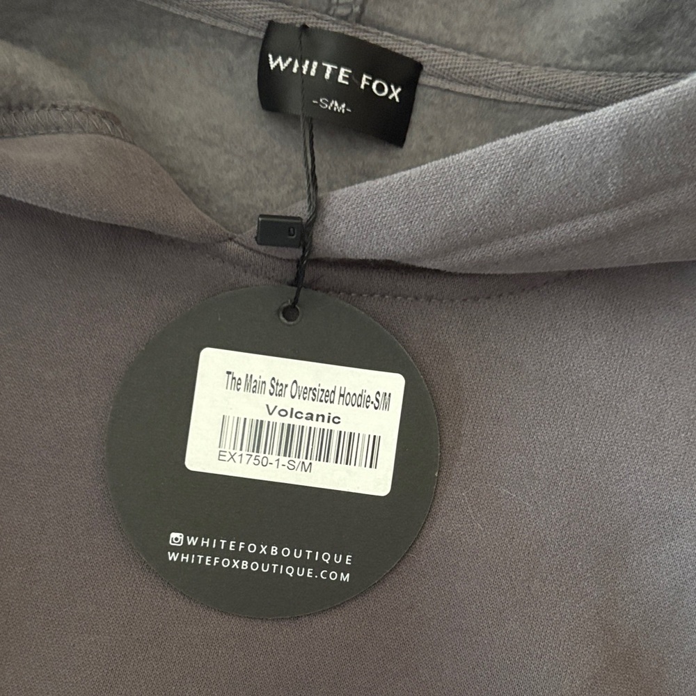 White Fox Gray Hoodie with Pink Logo - Picture 3 of 3